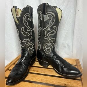 #8463 Hondo Men's Vintage Goat Leather Black/Gray Western Boots Size 8B (narrow)